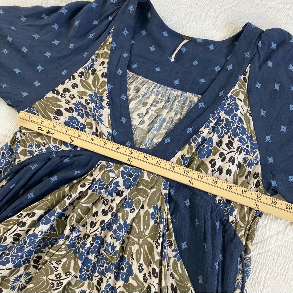 Free People Talulla Printed Mini Dress pockets cottagecore rayon size M - Picture 9 of 14